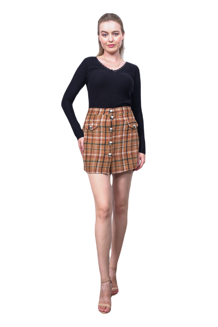 7 Button Mini Skirt - Women Fashion Turkey