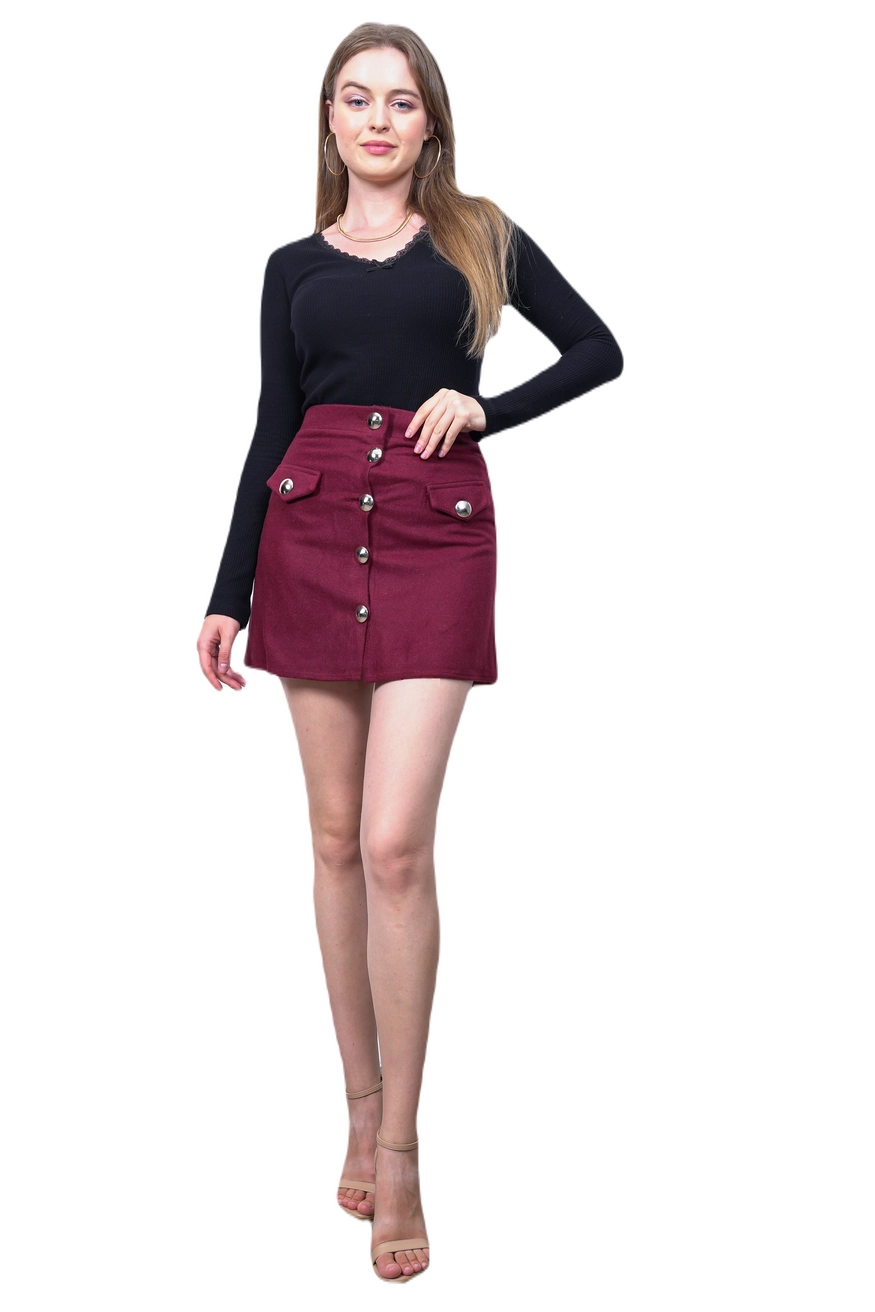 7 Button Mini Skirt - Women Fashion Turkey
