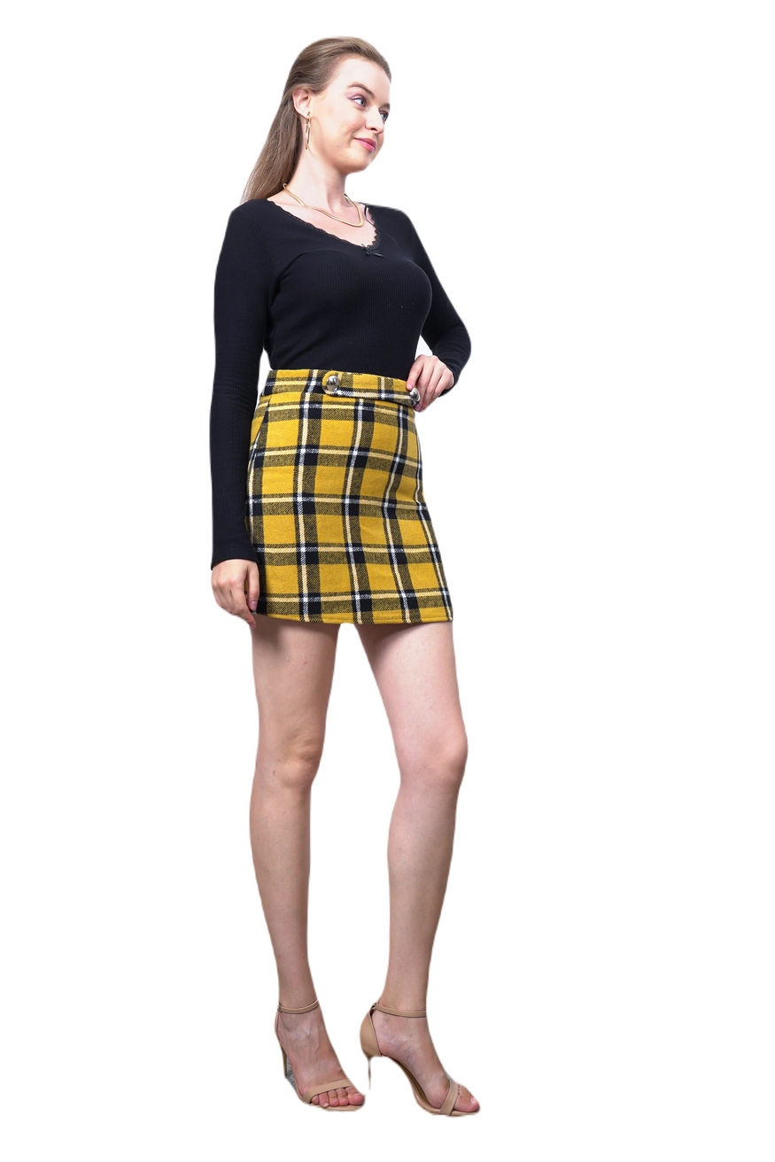 2 Button Mini Skirt - Women Fashion Turkey