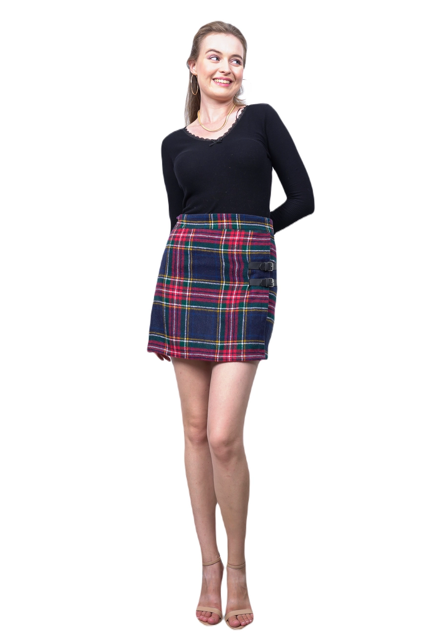Leather Buckle Mini Skirt - Women Fashion Turkey