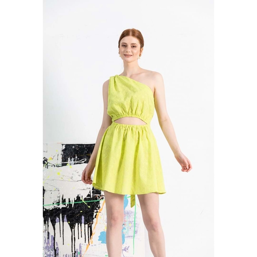 Shoulder Embroidered Mini Dress - Women Fashion Turkey