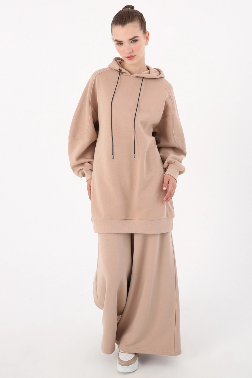 Collar Accessory Detail Comfortable Fit Sweat Tunic - Women Fashion Turkey