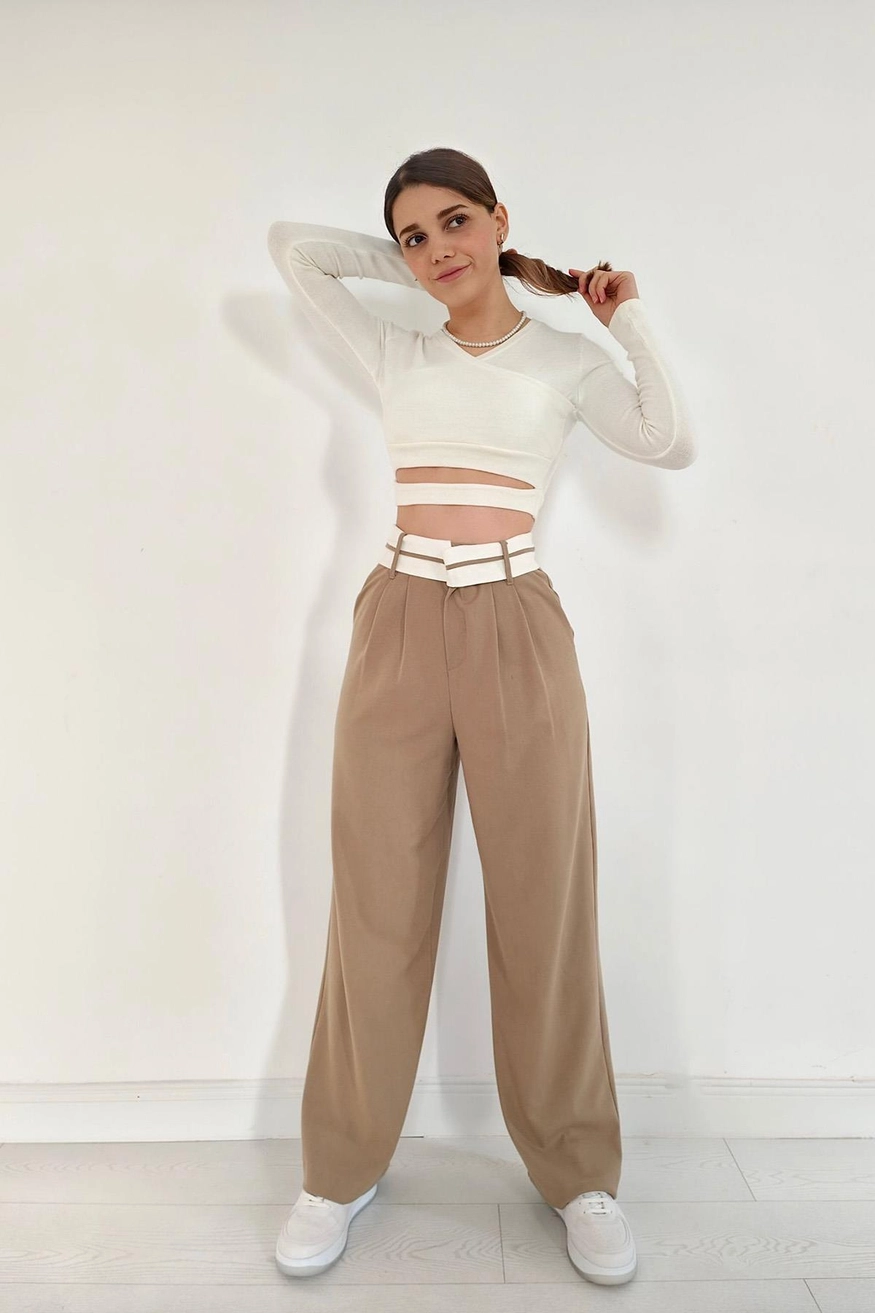 Waist Detailed Trousers - Women Fashion Turkey