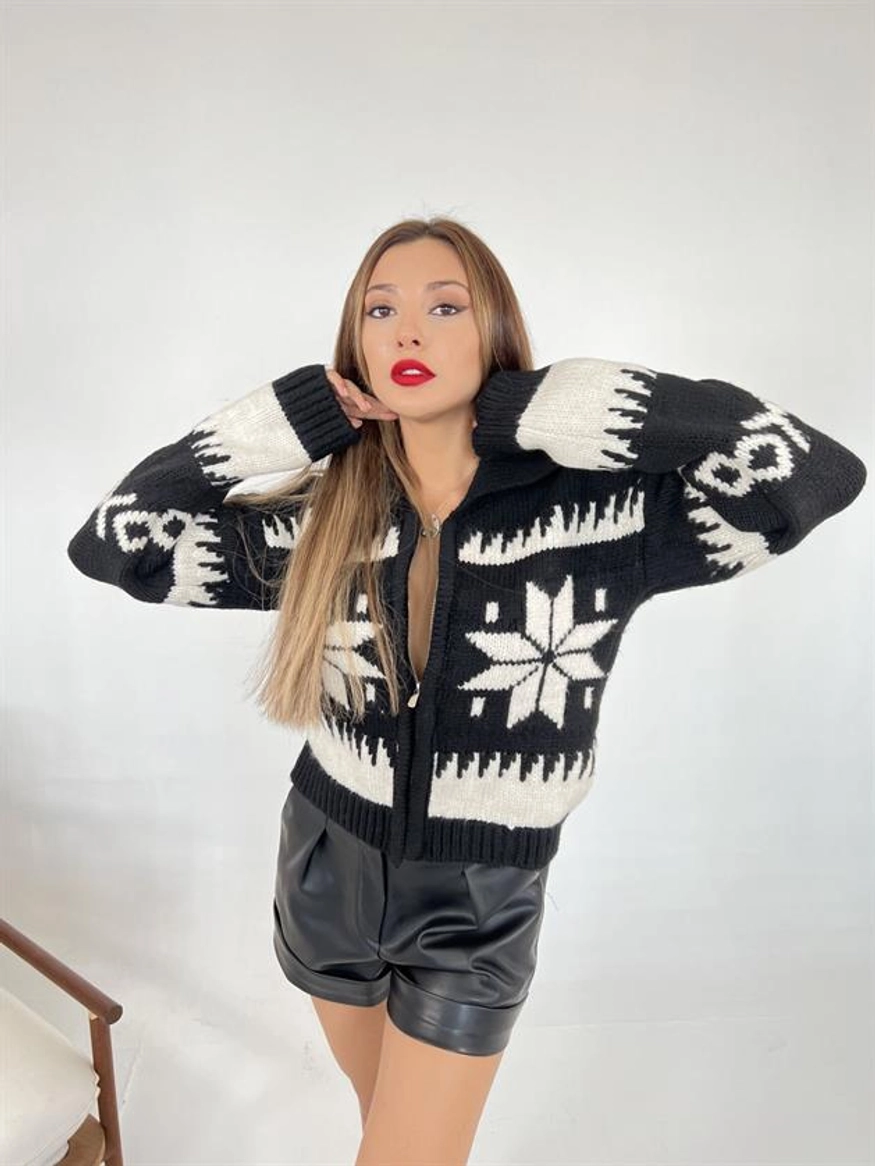 Knitwear Snow Pattern Cardigan - Women Fashion Turkey