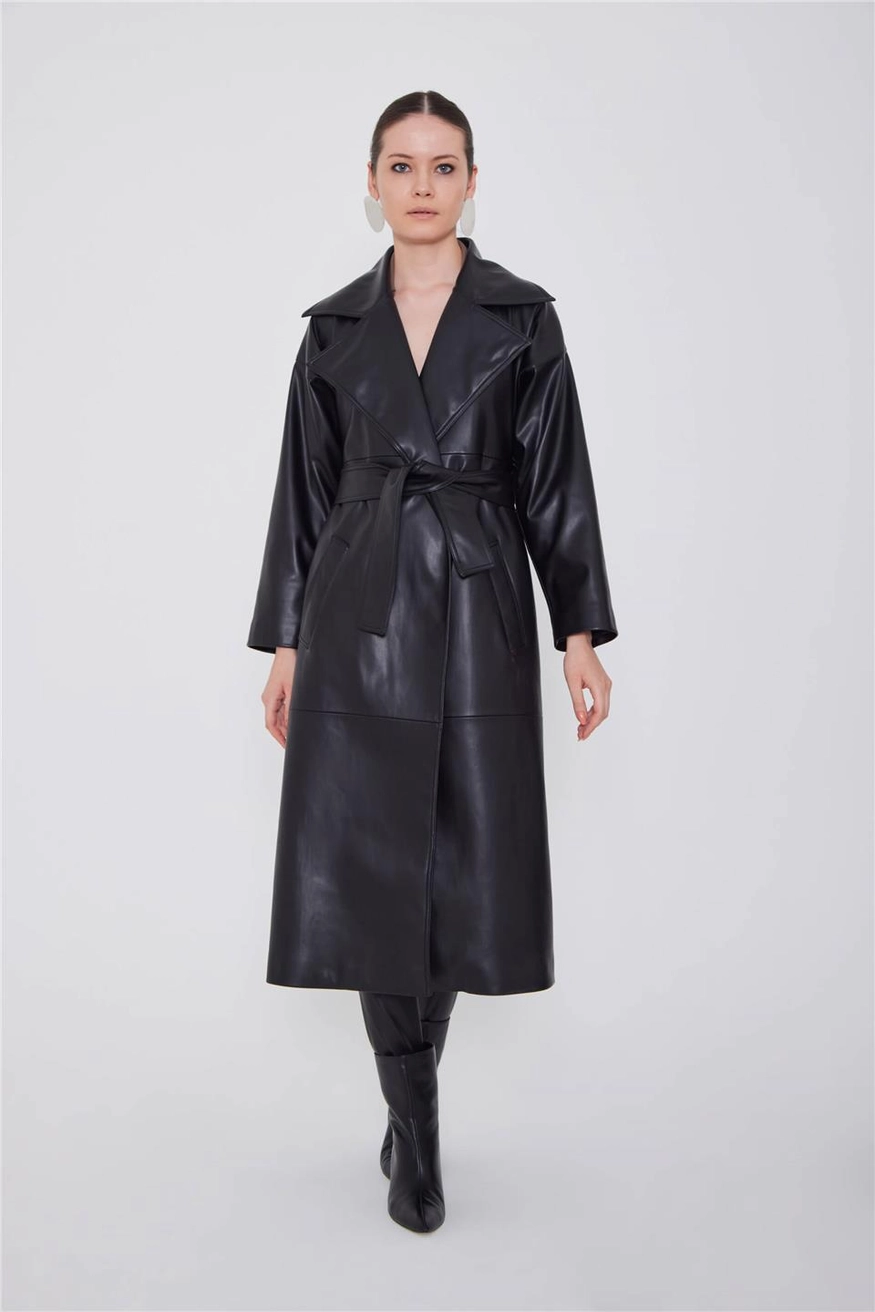 Leather Trenchcoat - Women Fashion Turkey